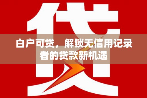 台南白户可贷，解锁无信用记录者的贷款新机遇