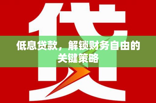 霍城低息贷款，解锁财务自由的关键策略