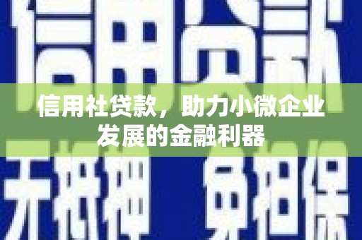 景东信用社贷款，助力小微企业发展的金融利器